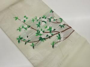 絽桜模様織出し開き名古屋帯（額縁仕立て）